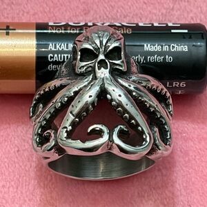 Stainless Steel Octopus Skull Ring